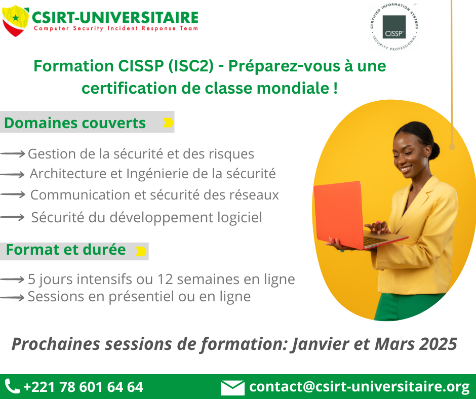 Formation CISSP (ISC2) : Préparation à la certification